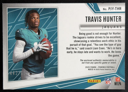 Travis Hunter 2025 Panini Phoenix Rookie Phenom Jersey /699 Jaguars Sports Trading Cards