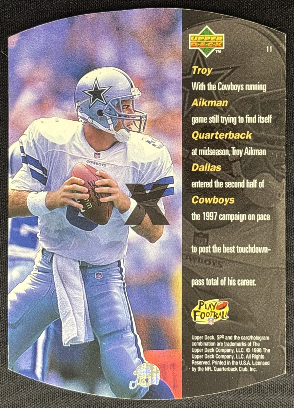 Troy Aikman 1998 SPx Cowboys Sports Trading Card