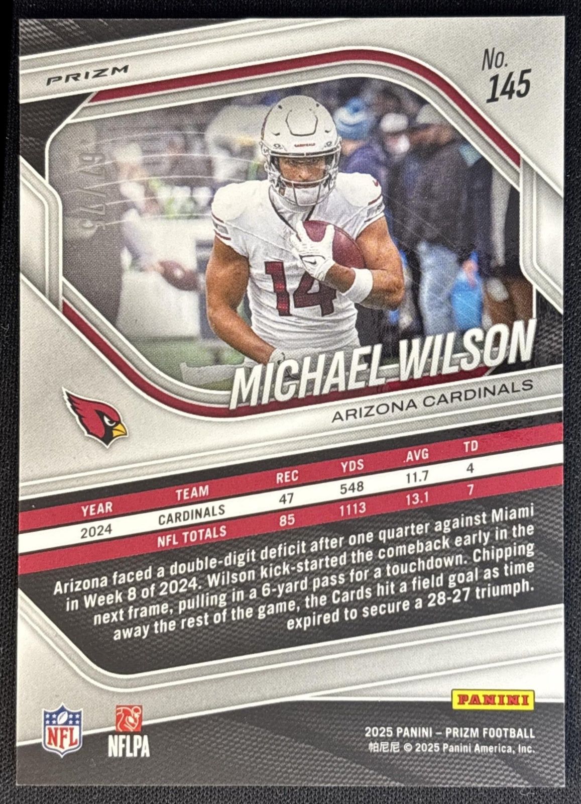Michael Wilson 2025 Panini Prizm Green Scope /75 Cardinals Football
