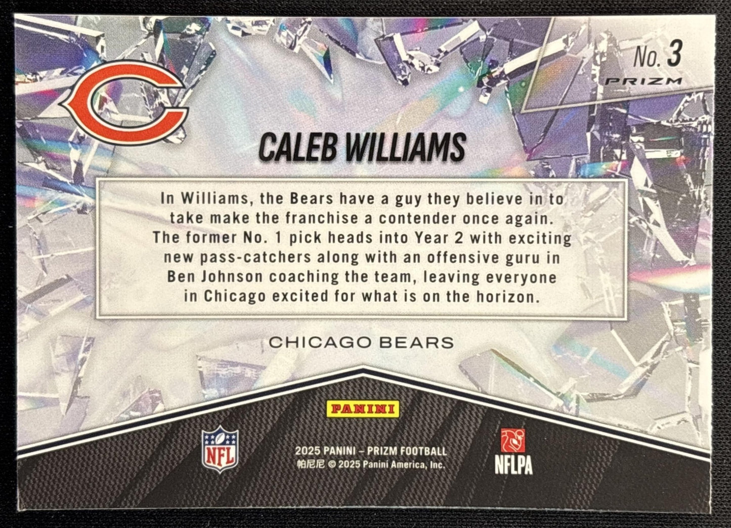 Caleb Williams 2025 Panini Prizm Break Green Bears back
