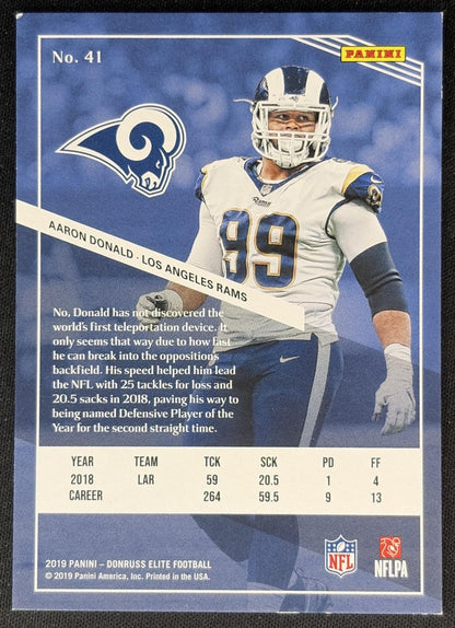 Aaron Donald 2019 Panini Donruss Elite Red /299 Rams Sports Trading Cards