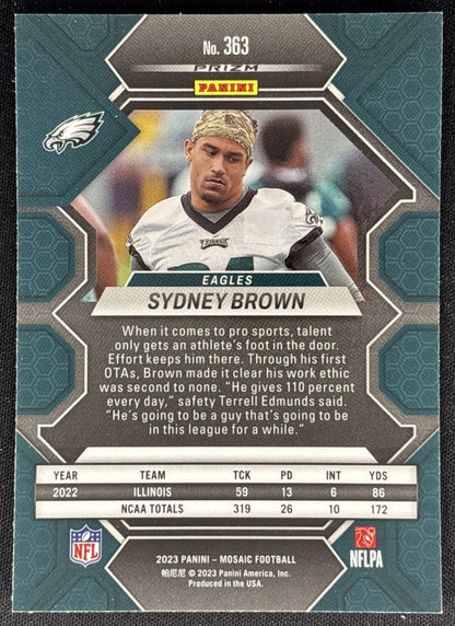 Sydney Brown 2023 Panini Mosaic Reactive Blue Mosaic Eagles Sports Trading Cards