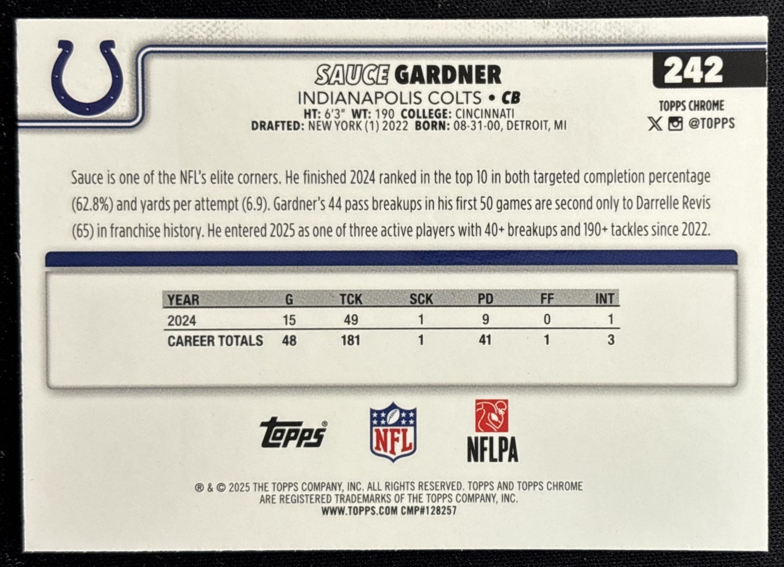 Sauce Gardner 2025 Topps Chrome Neon Pulse Refractor