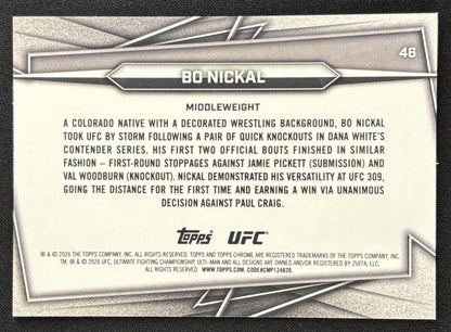 Bo Nickal 2026 Topps Chrome UFC Blue Refractor /150