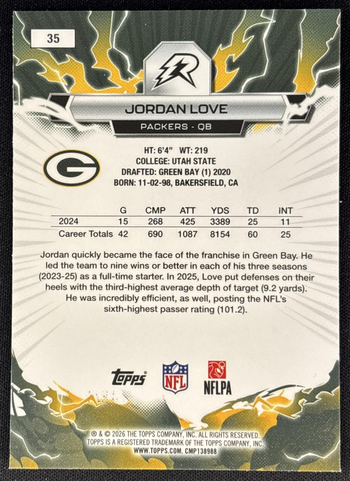 Jordan Love 2025 Topps Resurgence Crimson Surge Refractor /199 Packers Sports Trading Cards
