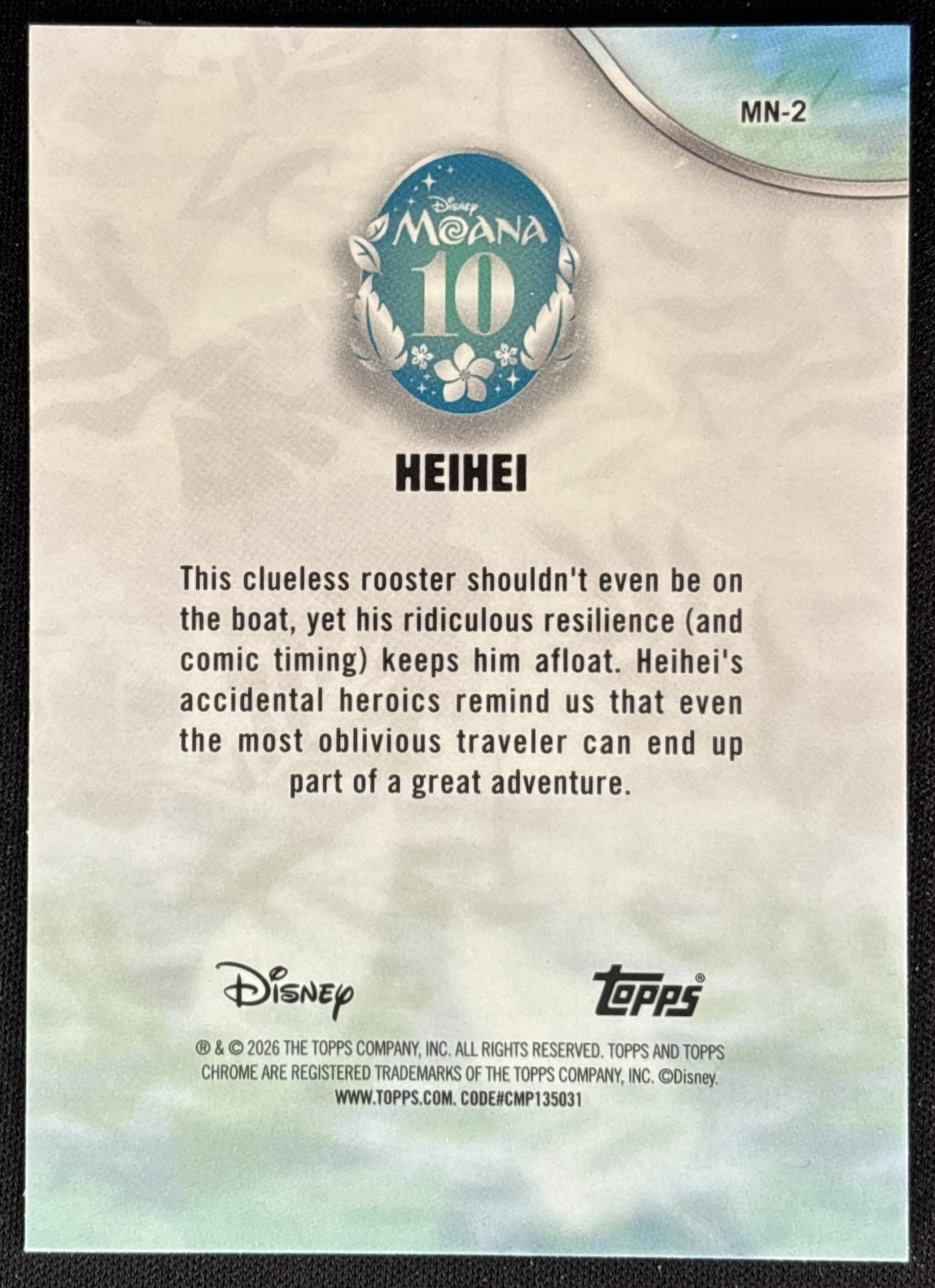 Heihei 2026 Topps Chrome Disney Moana 10th Anniversary back