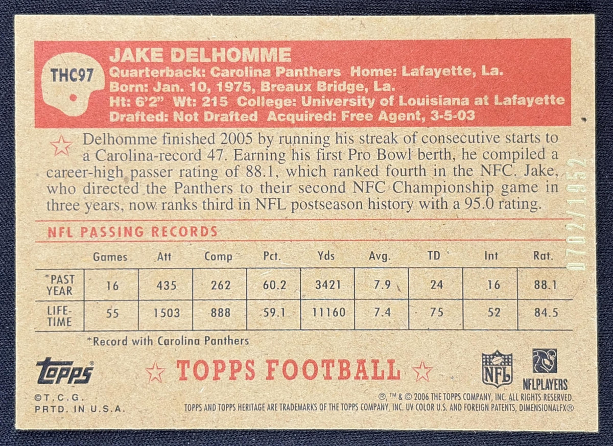 Jake Delhomme 2006 Topps Heritage Chrome /1952 Panthers