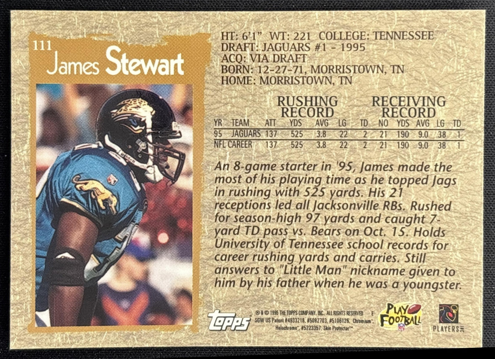 James Stewart 1996 Topps Chrome Jaguars Sports Trading Cards