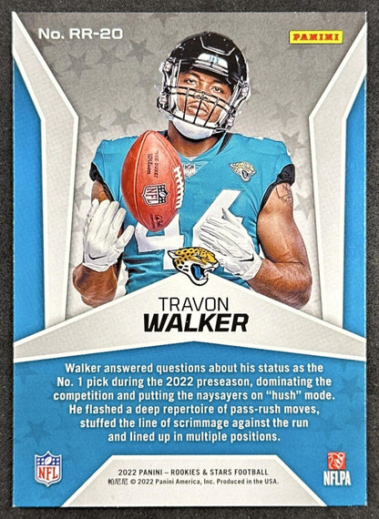 Travon Walker 2022 Panini Rookies & Stars Rookie Rush Jaguars back sports trading card