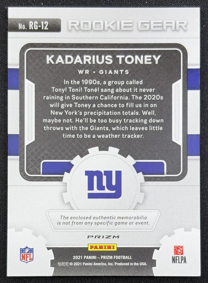 Kadarius Toney 2021 Panini Prizm Rookie Gear Giants