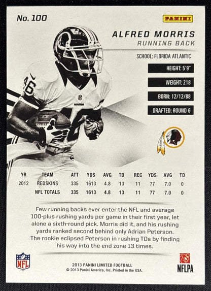 Alfred Morris 2013 Panini Limited /399 Redskins back