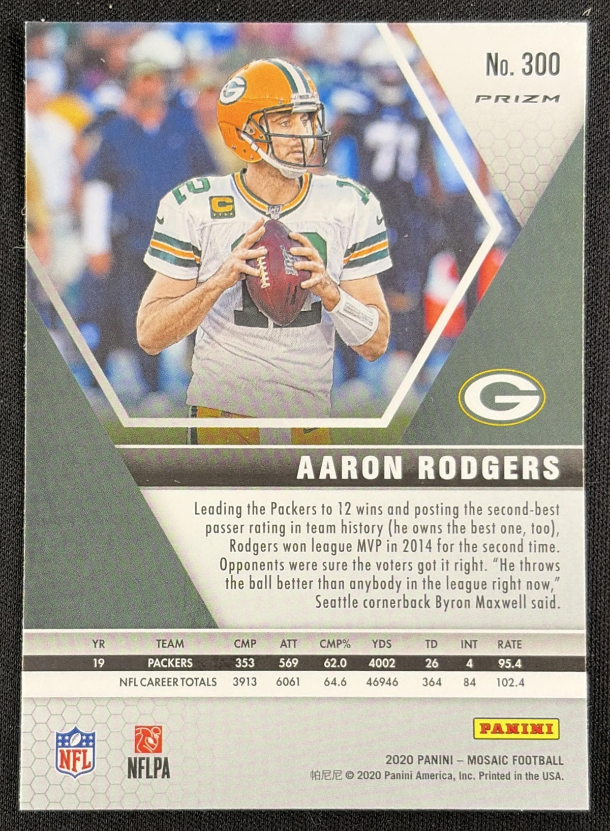 Aaron Rodgers 2020 Panini Mosaic Prizm Camo Pink Packers