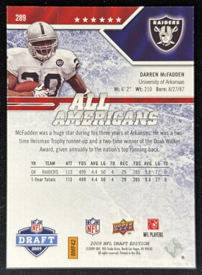 Darren McFadden 2009 Upper Deck Draft Edition Blue /50 Raiders Sports Trading Card