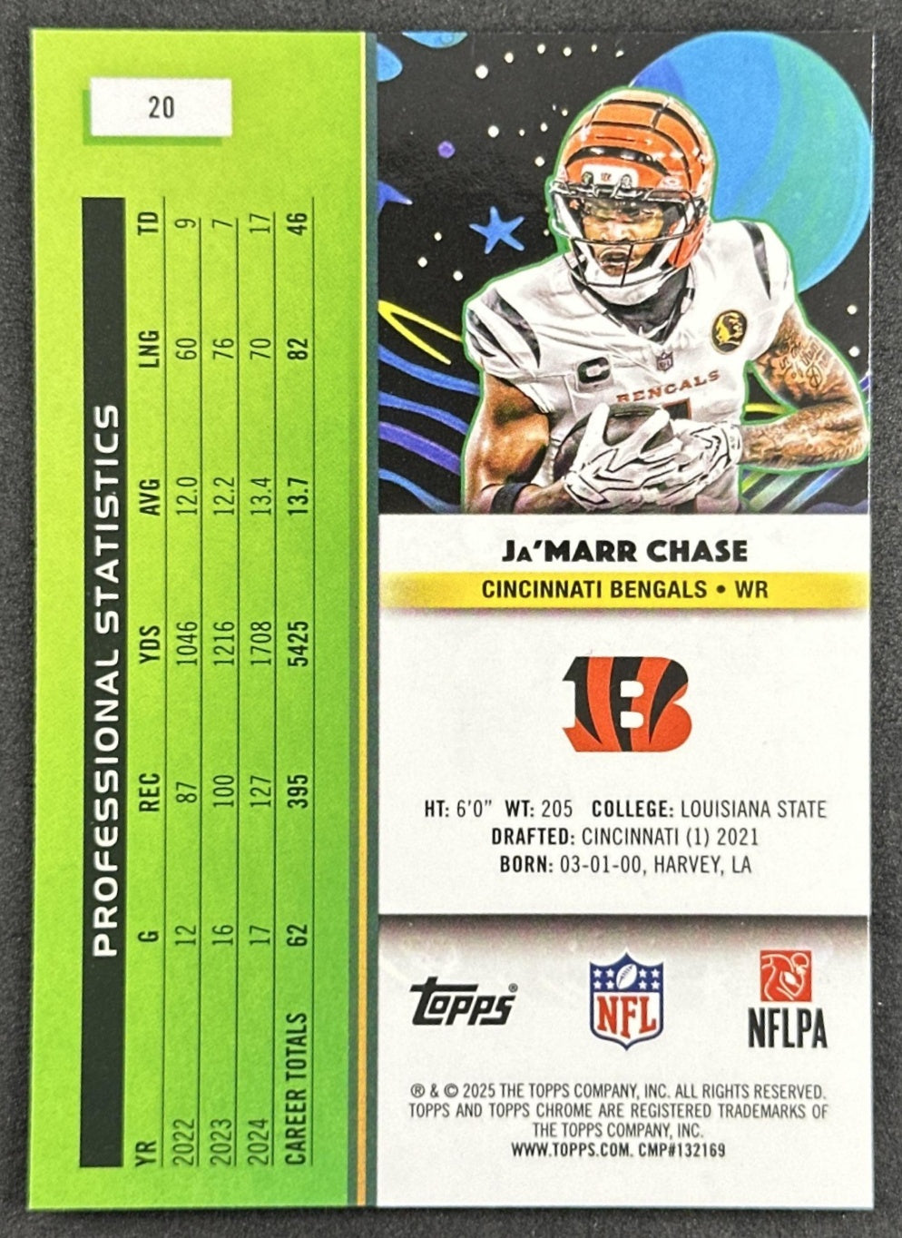 Ja'Marr Chase 2025 Topps Cosmic Chrome Bengals back