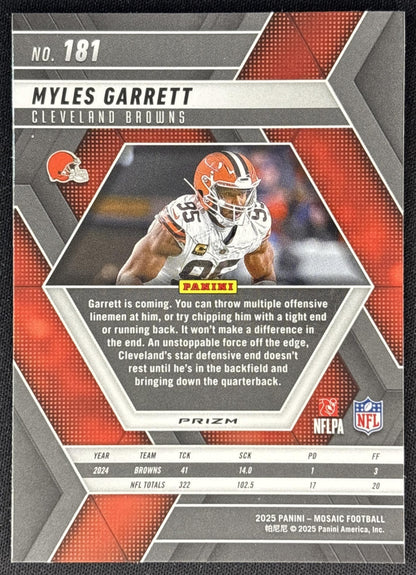 Myles Garrett 2025 Panini Mosaic Camo Pink Prizm Browns back