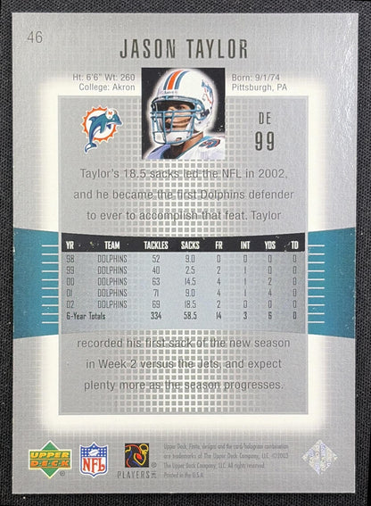 Jason Taylor 2003 Upper Deck Finite /2350 Dolphins back