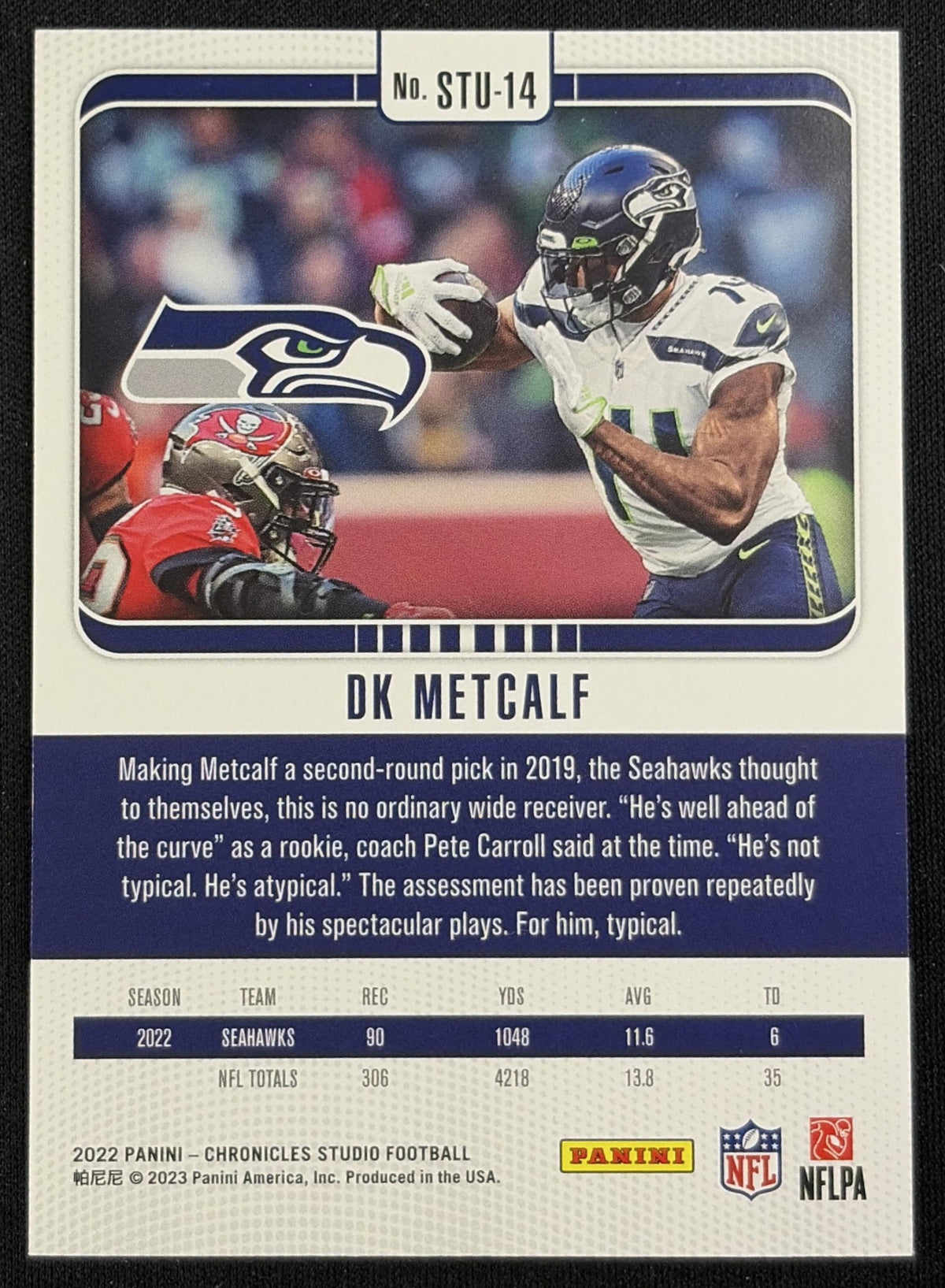 DK Metcalf 2022 Panini Chronicles Studio Red /99 Seahawks Seattle Seahawks Back