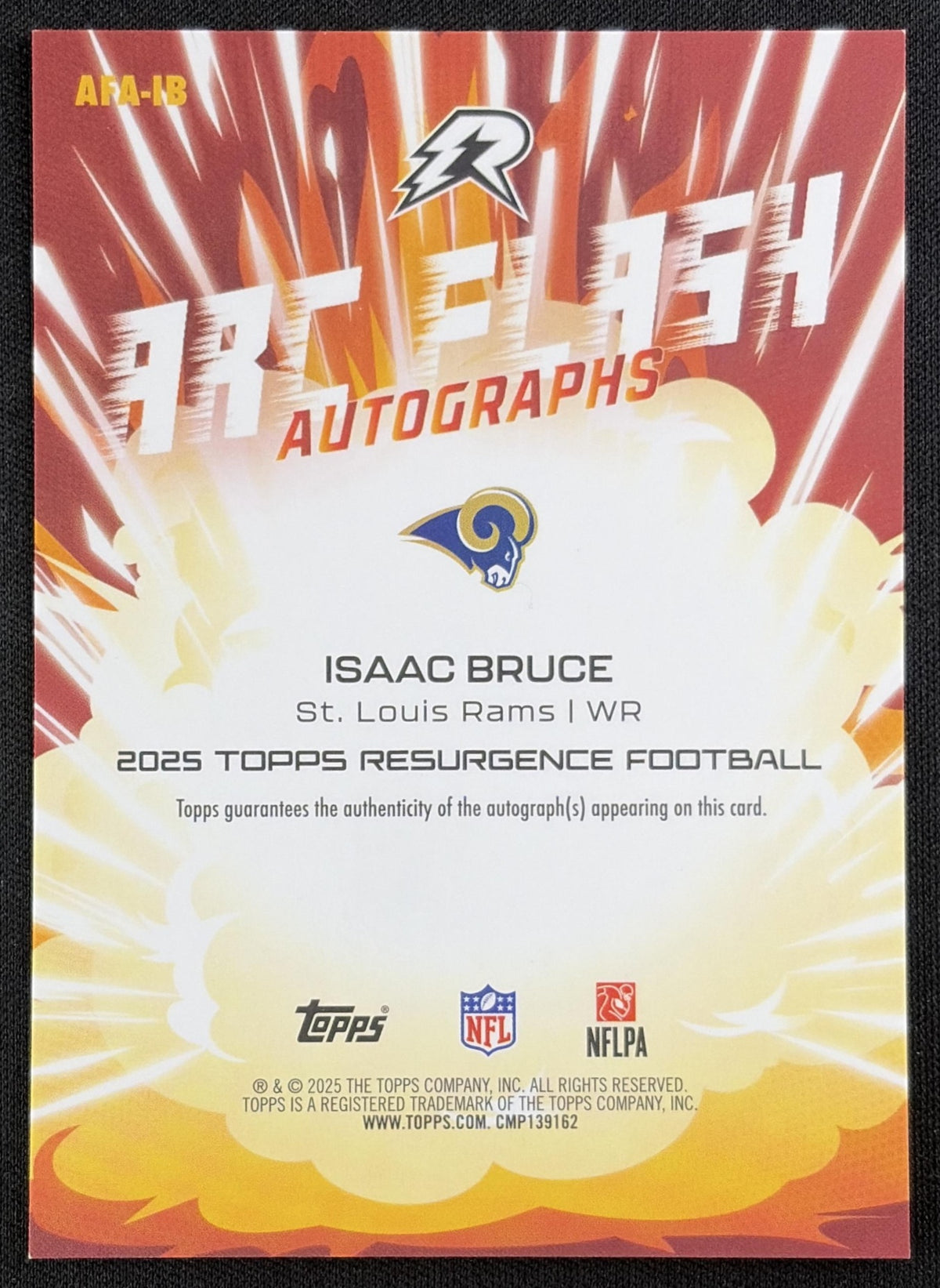 Isaac Bruce 2025 Topps Resurgence Arc Flash Auto Rams