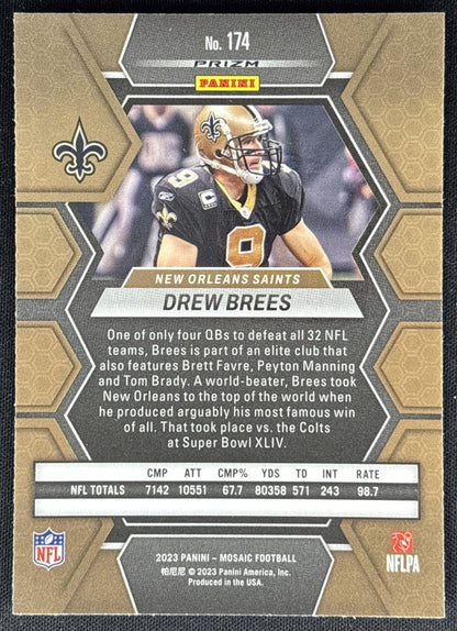 Drew Brees 2023 Panini Mosaic Green Mosaic Saints Sports Trading Cards