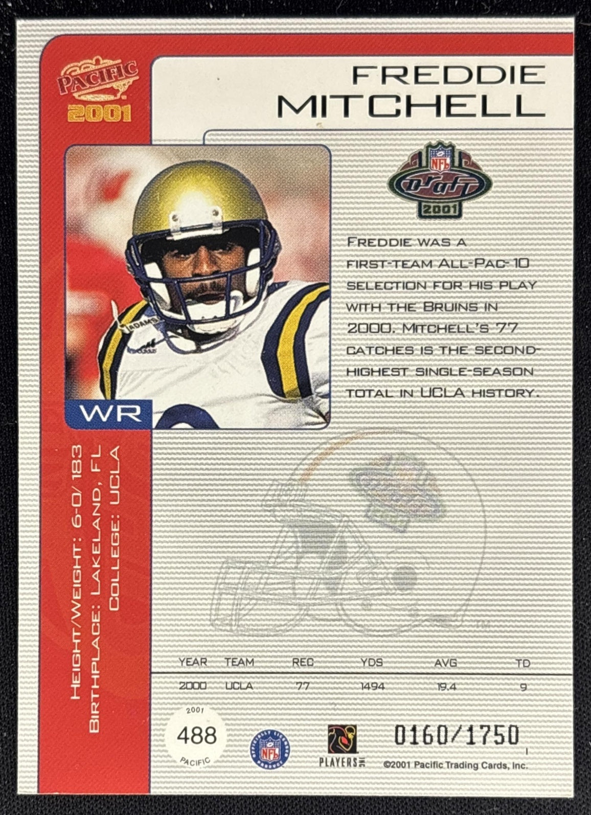 Freddie Mitchell 2001 Pacific /1750 back