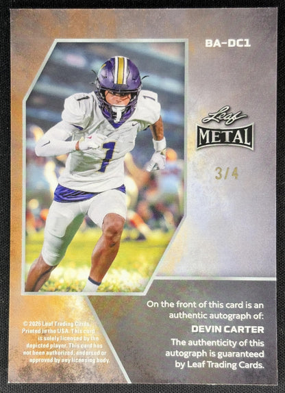 Devin Carter 2026 Leaf Metal Auto Prismatic Red /4