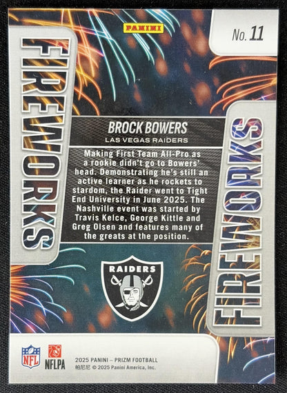 Brock Bowers 2025 Panini Prizm Fireworks Raiders