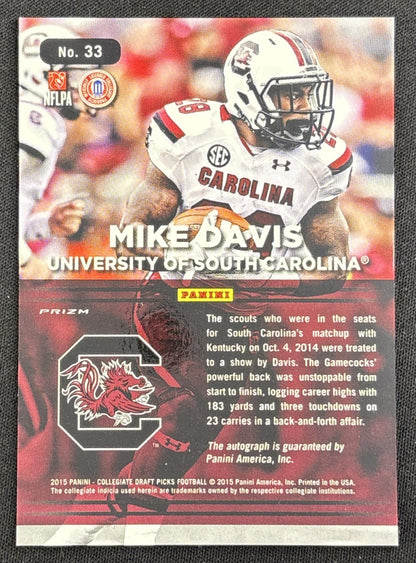 Mike Davis 2015 Panini Prizm Collegiate Draft Picks Team Trademarks Auto Prizms Gamecocks