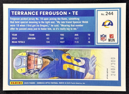 Terrance Ferguson 2025 Panini Donruss Optic Rated Rookie Wave Prizm /300 Rams
