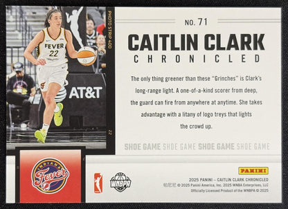 Caitlin Clark 2025 Panini Chronicled Shoe Game Fever 71 Sports Trading Card