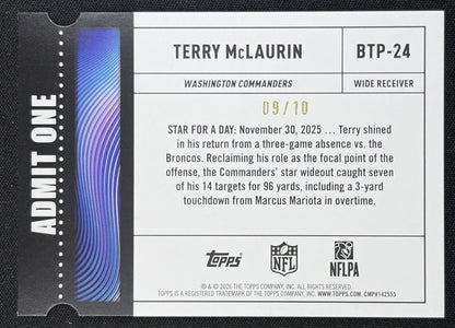 Terry McLaurin 2026 Topps Big Ticket Players Black Foil /10 Commanders