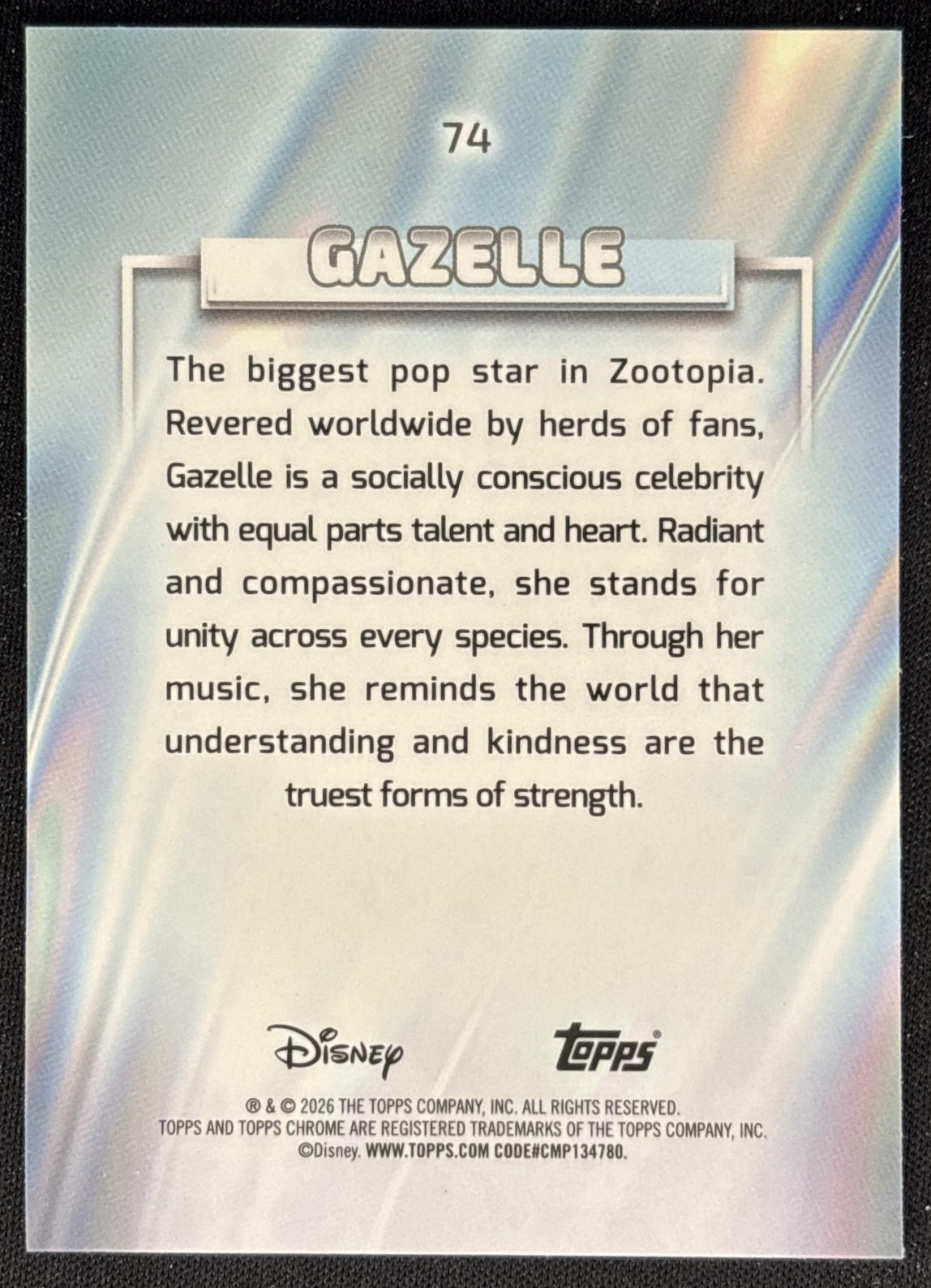Gazelle 2026 Topps Chrome Disney Zootopia 2 back