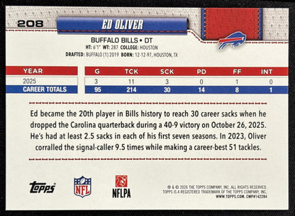 Ed Oliver 2026 Topps Football Leather Foil Bills