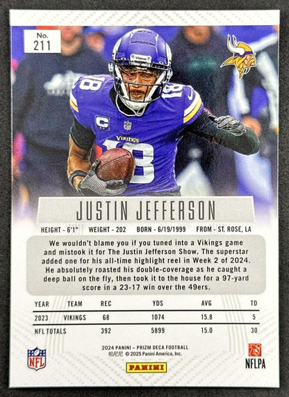 Justin Jefferson 2024 Panini Prizm Deca Vikings back