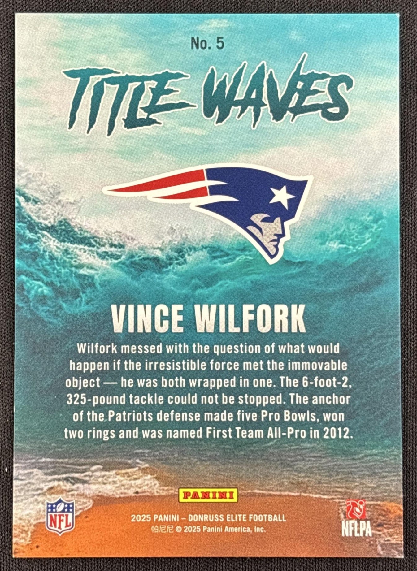 Vince Wilfork 2025 Panini Donruss Elite Title Waves Red /99 Patriots