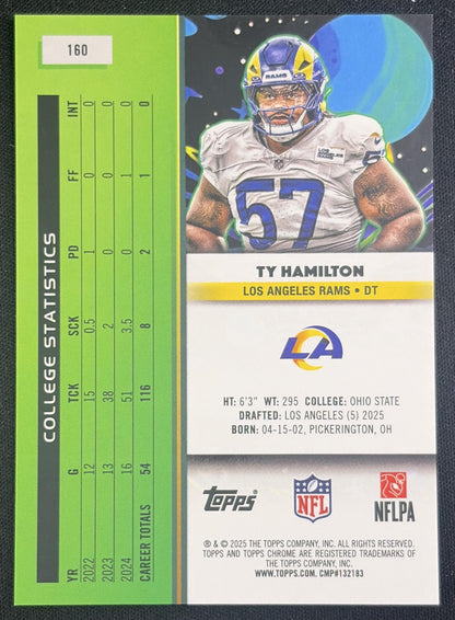 Ty Hamilton 2025 Topps Cosmic Chrome Purple Nebula Refractor /150 Rams