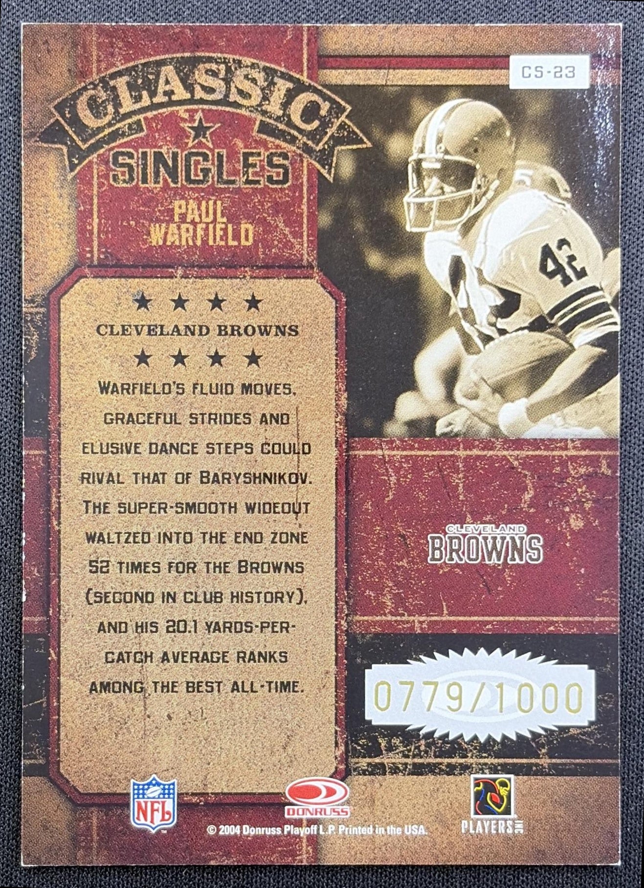 Paul Warfield 2004 Donruss Classics Classic Singles/Combos/Triples /1000 Browns