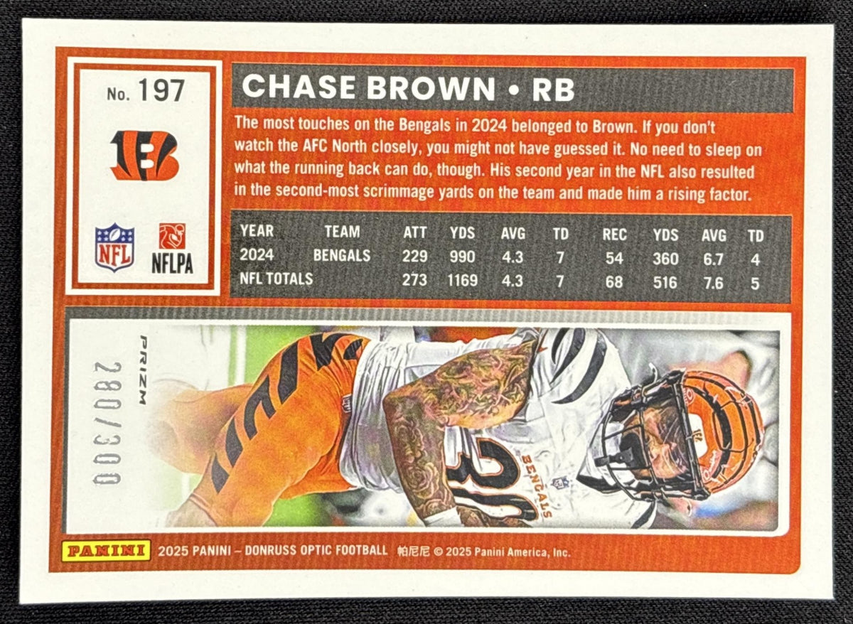 Chase Brown 2025 Panini Donruss Optic Wave Prizm /300 Bengals