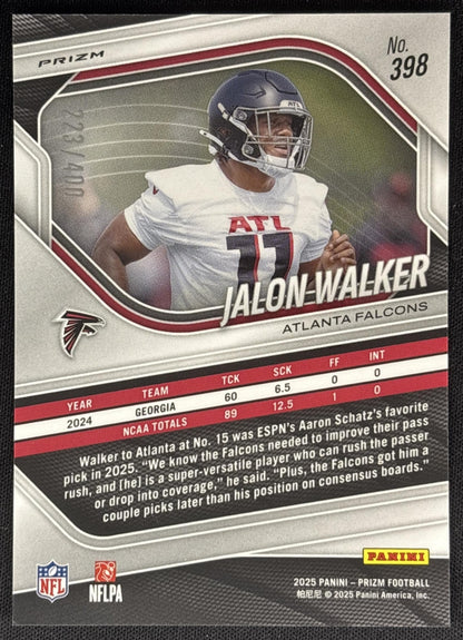 Jalon Walker 2025 Panini Prizm Pandora /400 Falcons Sports Trading Cards