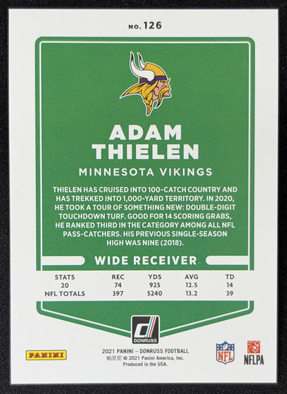 Adam Thielen 2021 Panini Donruss Press Proof Premium Vikings - Minnesota Vikings