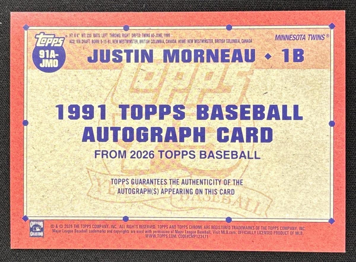 Justin Morneau 2026 Topps Series 2 1991 Auto Twins