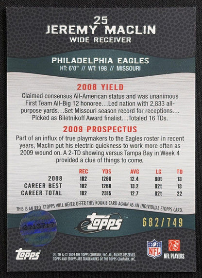 Jeremy Maclin 2009 Topps eTopps /749 Eagles