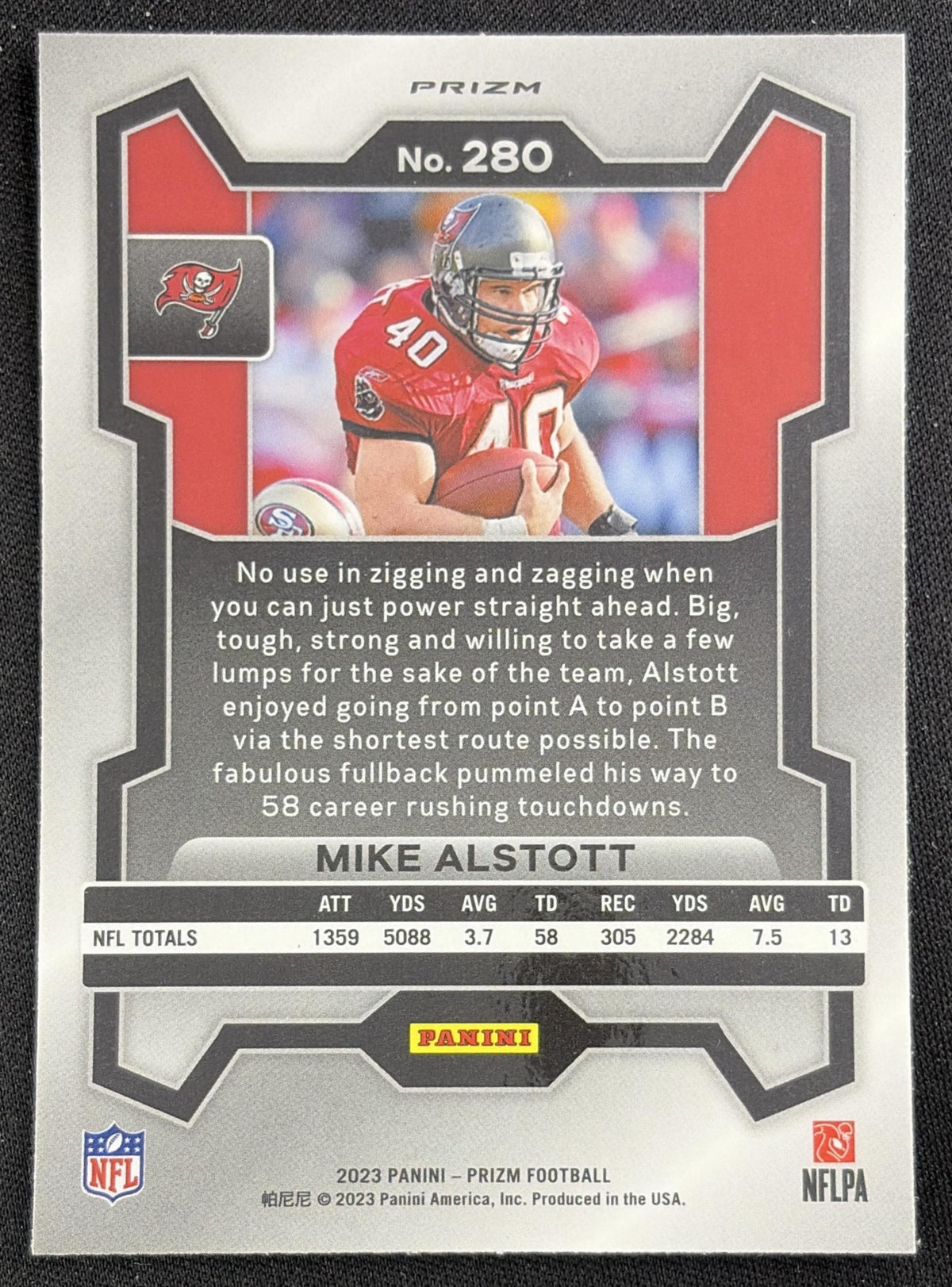 Mike Alstott 2023 Panini Prizm Red White and Blue Buccaneers Sports Trading Card