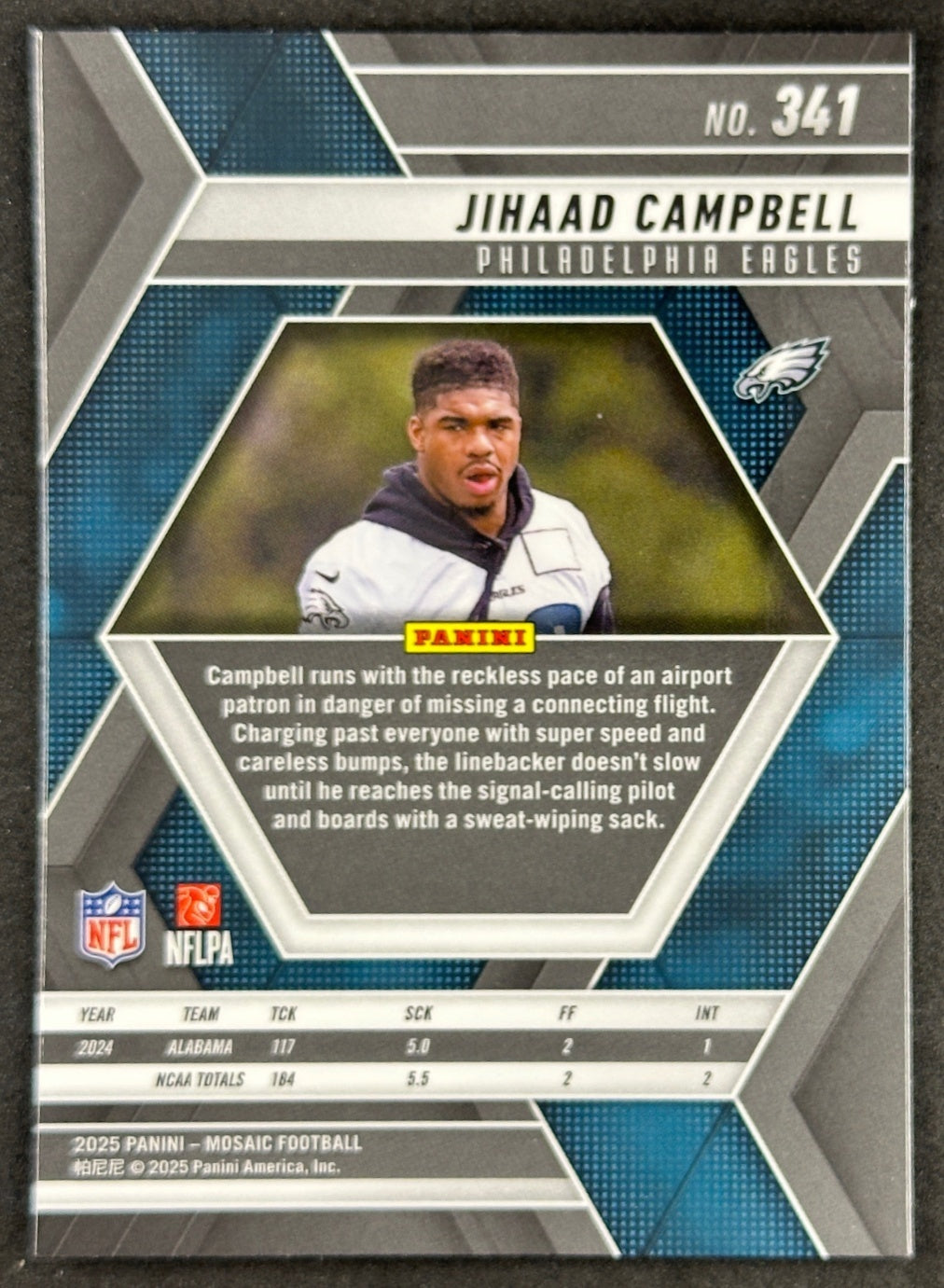 Jihaad Campbell 2025 Mosaic Rookies Eagles Sports Trading Card