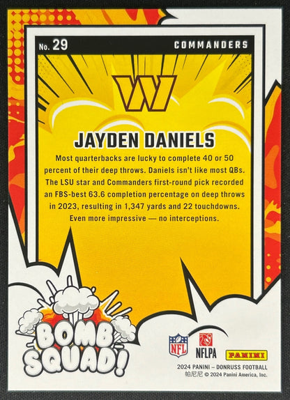 Jayden Daniels 2024 Donruss Bomb Squad Commanders - Back