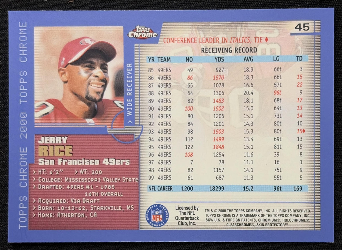 Jerry Rice 2000 Topps Chrome 49ers - back