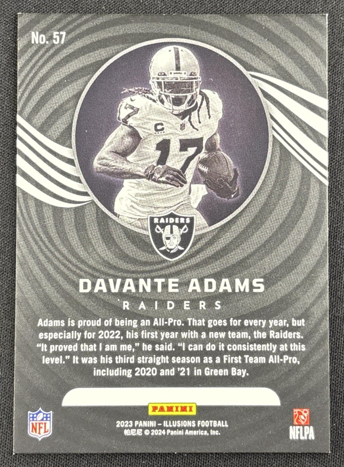 Davante Adams 2023 Panini Illusions Light Blue Trophy Collection /199 Raiders