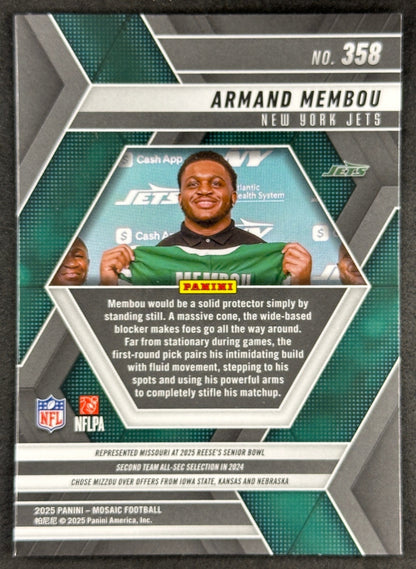 Armand Membou 2025 Mosaic Rookies Jets Sports Trading Card