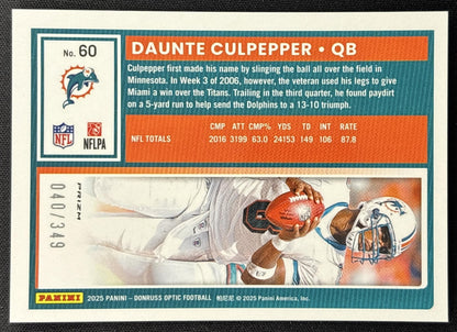 Daunte Culpepper 2025 Panini Donruss Optic Aqua Prizm /349 Dolphins Sports Trading Cards