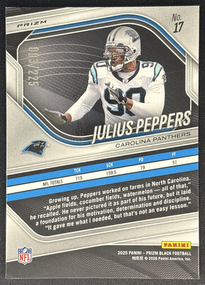 Julius Peppers 2025 Panini Prizm Black Football /225 Panthers back