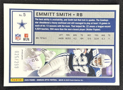 Emmitt Smith 2025 Panini Donruss Optic Orange Prizm /299 Cowboys Sports Trading Card